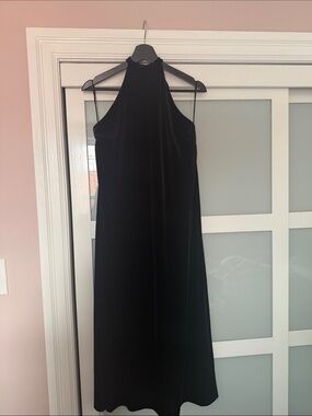 Black Velvet Halter Midi Dress